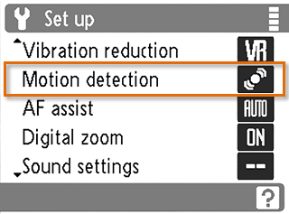 Selecting the motion detection option