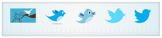 Image depicting changes over time to the Twitter logo