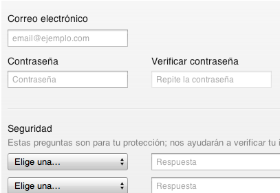 Formulario para definir el Apple ID