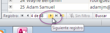Flecha para ver registro siguiente.