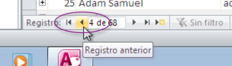 Flecha para ver registro anterior.