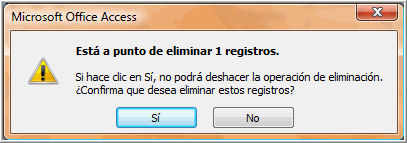 Ventana Eliminar Registro