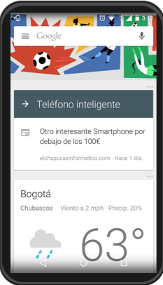 Vista de la interfaz de Google Now.