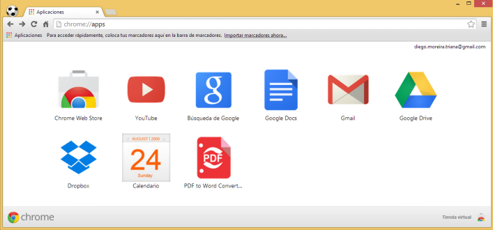 Vista de como se ven las aplicaciones de cuenta de Google Chrome.