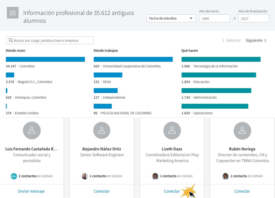 Filtra los resultados y conéctate con las personas que desees.