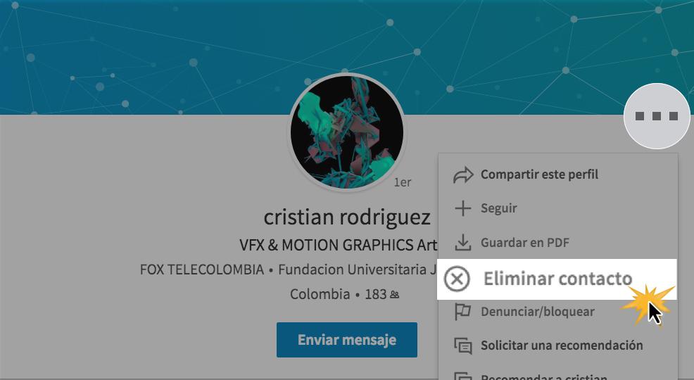 En el menú que te aparece, haz clic en Eliminar contacto.