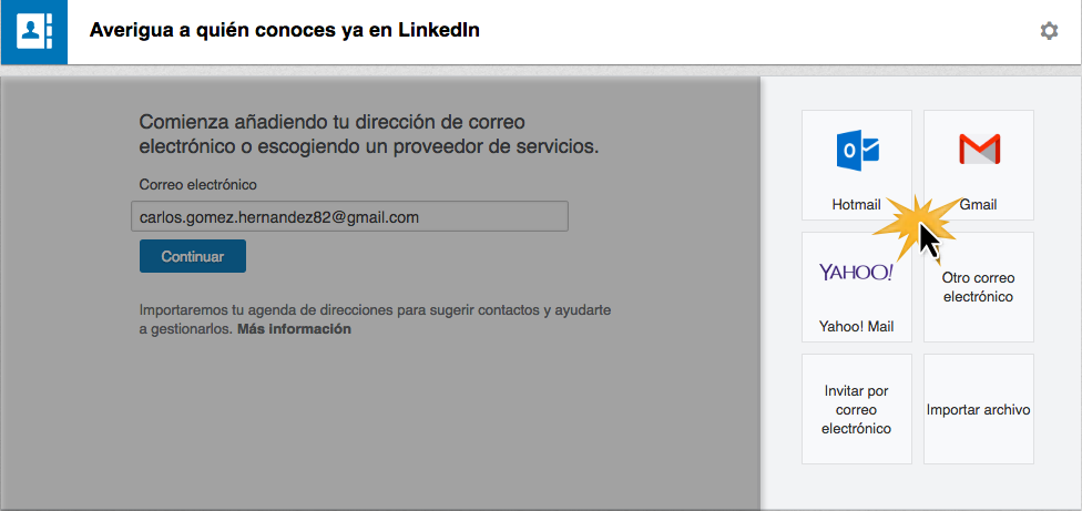 Selecciona tu proveedor de correo electrónico.