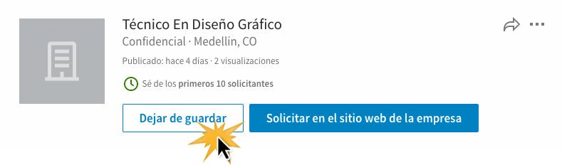 Abre la oferta de empleo y haz clic en Dejar de guardar.