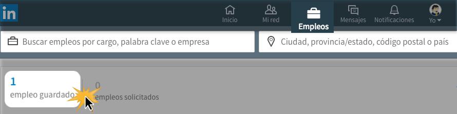 En la página de empleos, selecciona la opción Empleo guardado.