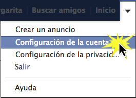 Haz clic el botón Configuración de la cuenta del menú desplegable.