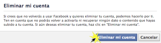 Haz clic en el botón Eliminar mi cuenta.