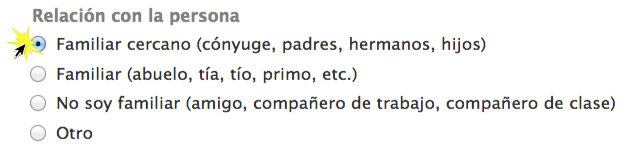 Selecciona la relación que tenías con la persona.