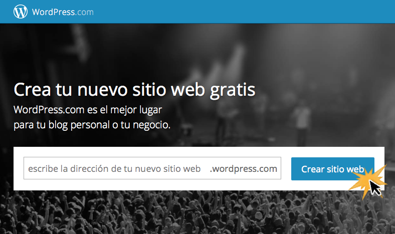 Haz clic en Crear sitio web.