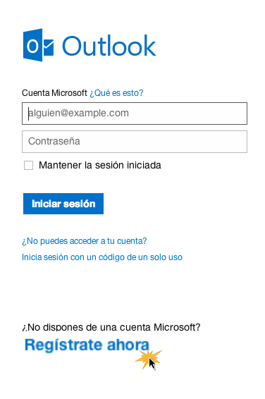 Registro en Outlook