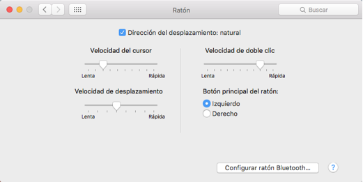 Imagen ejemplo de la ventana de preferencias del ratón.