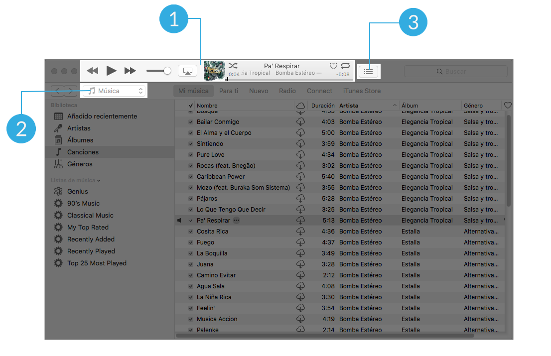 iTunes como reproductor