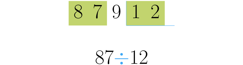 Toma otra cifra del dividendo si el número a dividir resulta menor que el divisor.