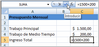 Crear una Fórmula Simple para sumar dos números