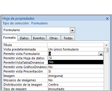 Configurando la Propiedad Visible