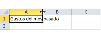 Imagen del cursor al cambiar el tamaño de un fila o columna.