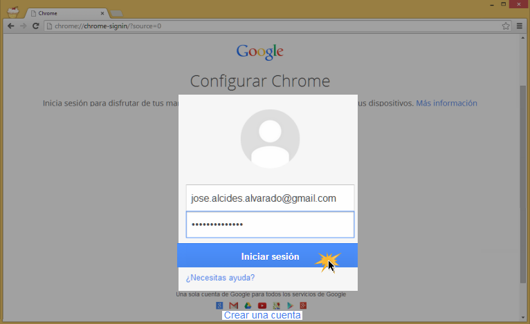 Vista del paso 5 del proceso de registro del usuario nuevo en Google Chrome.