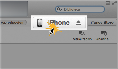 Activación del botón para sincronizar el iPhone.