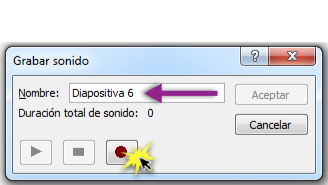 Cuadro de diálodo Grabar sonido