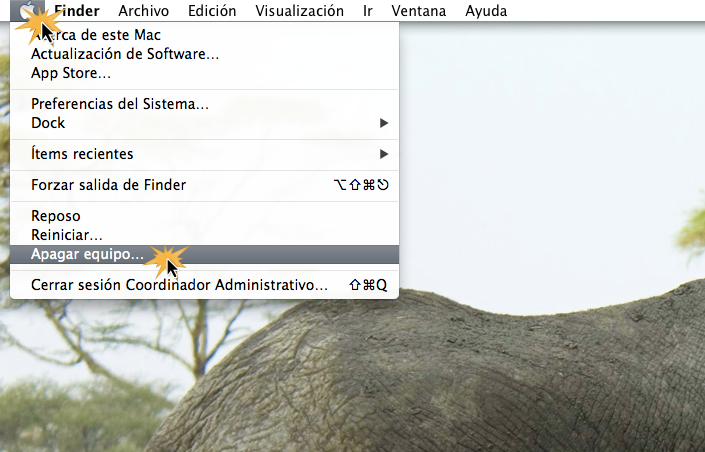 Apagar equipo en Mac OS X.