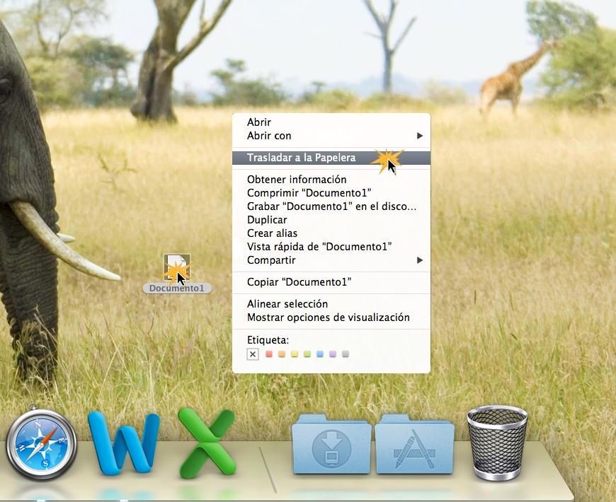 Borrar archivo en Mac OS X.