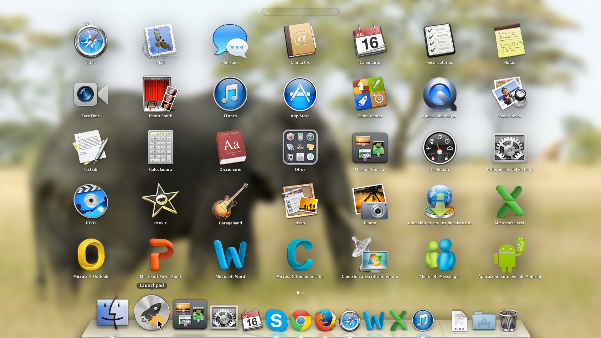 LaunchPad del sistema operativo Mac OS X.