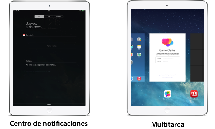 centro de notificaciones y multitarea
