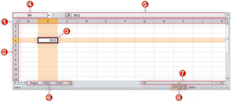Espacio de trabajo de Excel 2010