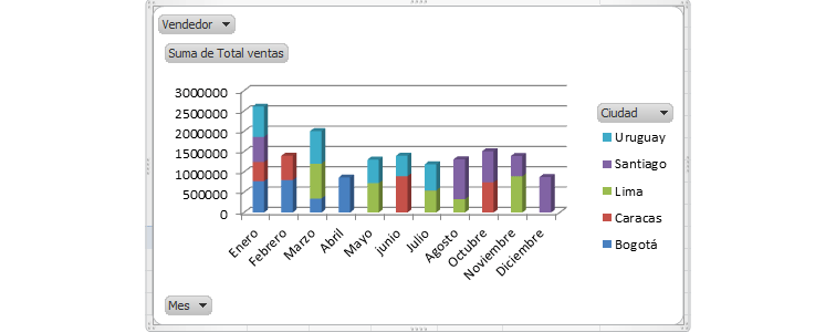 Imagen ejemplo de un gráfico dinámico en Excel 2010.