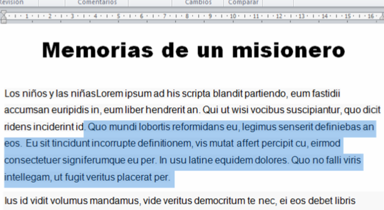 Seleccionar texto en Word 2010