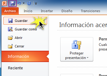 Guardar la presentación