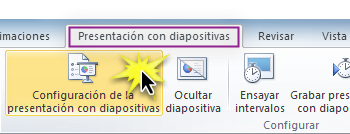 Configuración de la presentación con diapositivas