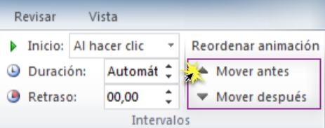 Mover antes o después