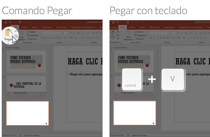 Pegar diapositiva