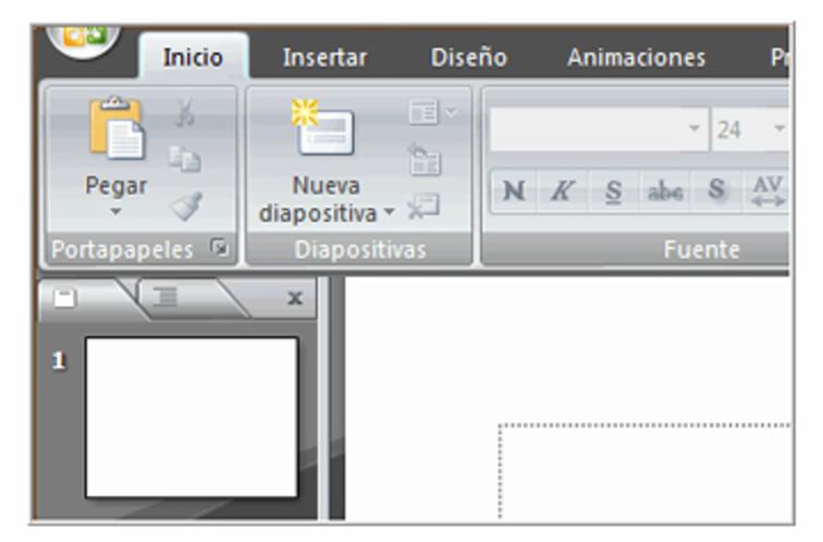 Cambio del color de la ventana en PowerPoint. De azul a gris.