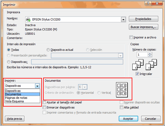 Configuración de impresión.