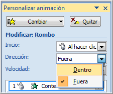 Cuadro personalizar animación