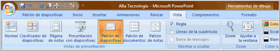 Opción Patrón de diapositivas