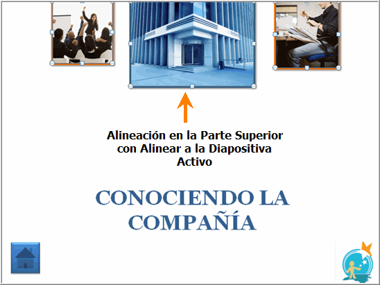 Alineación diapositiva activa para alinear parte superior