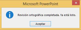 Cuadro de diálogo de finalización de revisión ortográfica.