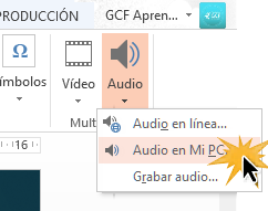 Puedes subir audios desde internet, desde tu computador o grabar uno.