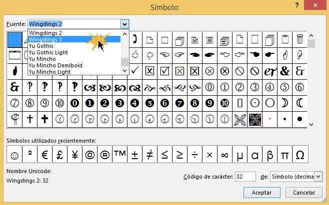 PowerPoint te ofrece cientos de opciones de símbolos para que los uses como viñetas.