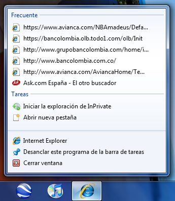 Lista Jump de Internet Explorer