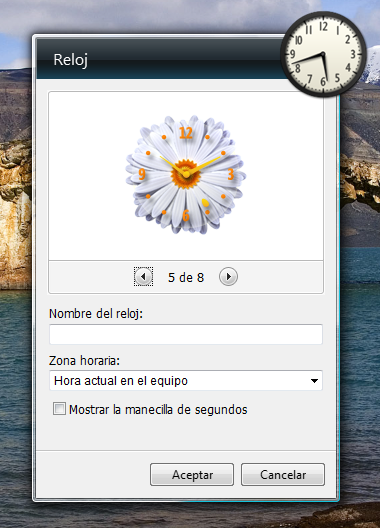 Personaliza el Gadget Reloj