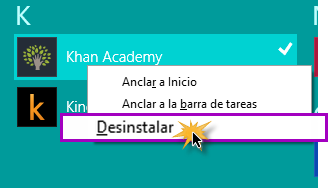Imagen ejemplo de cómo desinstalar una aplicación en Windows 8 en un equipo no táctil.