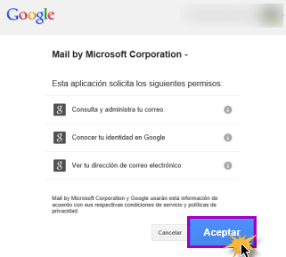 Imagen de cuadro de diálogo para agregar una cuenta a la aplicación Correo.